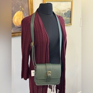 Fossil Zoey Buckled Flap Viridian Green Crossbody Bag